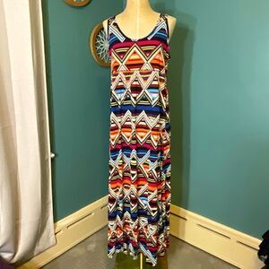 Banana Republic Geo Tribal Print Sleeveless Racerback Tank Maxi Dress - L